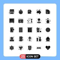 Group of 25 Modern Solid Glyphs Set for contract data data scince cloud layout Editable Vector Design Elements