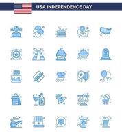 Happy Independence Day USA Pack of 25 Creative Blues of states location pin holiday wisconsin states Editable USA Day Vector Design Elements