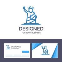 tarjeta de visita creativa y plantilla de logotipo hitos libertad de estatua usa ilustración vectorial vector