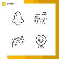 4 Icon Set. Line Style Icon Pack. Outline Symbols isolated on White Backgound for Responsive Website Designing. vector