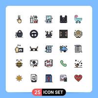 paquete de iconos de vector de stock de 25 signos y símbolos de línea para elementos de diseño de vector editables de foco de carrito de medidor de bebé de empuje