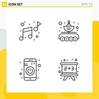 colección de 4 iconos de línea universal. conjunto de iconos para web y móvil. vector