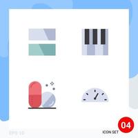 Group of 4 Flat Icons Signs and Symbols for editing medical layout piano gauge Editable Vector Design Elements