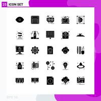 Solid Glyph Pack of 25 Universal Symbols of profit grow shipping demand video card Editable Vector Design Elements