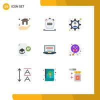 9 Universal Flat Colors Set for Web and Mobile Applications education computer business solution laptop school Editable Vector Design Elements