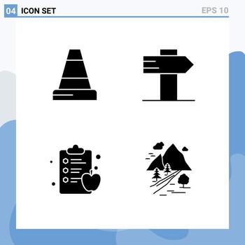 grupo de símbolos de iconos universales de glifos sólidos modernos de rocas cónicas guía elementos de diseño vectorial editables de apple hill vector