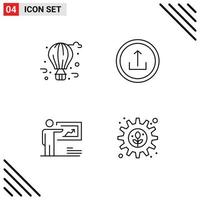 4 iconos creativos signos y símbolos modernos de presentación de globos aerostáticos estrategia de interfaz de vida de la ciudad elementos de diseño vectorial editables vector