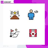 Group of 4 Filledline Flat Colors Signs and Symbols for climb field avatar human window Editable Vector Design Elements