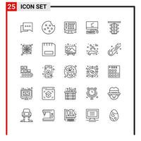 25 General Icons for website design print and mobile apps. 25 Outline Symbols Signs Isolated on White Background. 25 Icon Pack. vector
