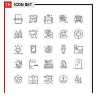 25 General Icons for website design print and mobile apps. 25 Outline Symbols Signs Isolated on White Background. 25 Icon Pack. vector