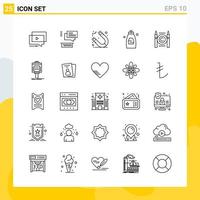 colección de 25 iconos de líneas universales. conjunto de iconos para web y móvil. vector