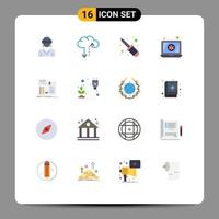 Modern Set of 16 Flat Colors Pictograph of diy build repair virus device Editable Pack of Creative Vector Design Elements