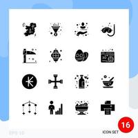 User Interface Pack of 16 Basic Solid Glyphs of halloween snorkeling seo scuba biology Editable Vector Design Elements