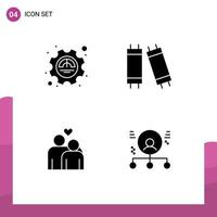 Modern Set of 4 Solid Glyphs and symbols such as efficiency marriage productivity light abilities Editable Vector Design Elements