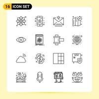 Group of 16 Modern Outlines Set for basic map shop location upload Editable Vector Design Elements