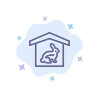 House Rabbit Easter Nature Blue Icon on Abstract Cloud Background vector