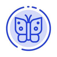 Butterfly Freedom Insect Wings Blue Dotted Line Line Icon vector