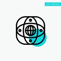 Artificial Connection Earth Global Globe turquoise highlight circle point Vector icon