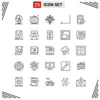 25 Icons Line Style. Grid Based Creative Outline Symbols for Website Design. Simple Line Icon Signs Isolated on White Background. 25 Icon Set. vector