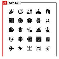 25 íconos generales para diseño de sitios web impresos y aplicaciones móviles. 25 símbolos de glifo signos aislados sobre fondo blanco. Paquete de 25 iconos. vector