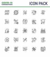 COVID19 corona virus contamination prevention Blue icon 25 pack such as not allow travel bacteria infrared fever viral coronavirus 2019nov disease Vector Design Elements