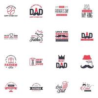 Happy fathers day 16 Black and Pink Typography Fathers day background design Fathers day greeting card Editable Vector Design Elements