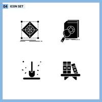 Universal Icon Symbols Group of 4 Modern Solid Glyphs of architecture research model data farm Editable Vector Design Elements