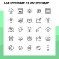 Set of Cloud Data Technology And Network Technology Line Icon set 25 Icons. Vector Minimalism Style Design Black Icons Set. Linear pictogram pack.