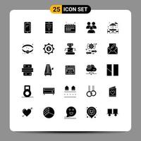 Pictogram Set of 25 Simple Solid Glyphs of table group schedule corporate business Editable Vector Design Elements