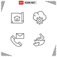 4 Icons Line Style. Grid Based Creative Outline Symbols for Website Design. Simple Line Icon Signs Isolated on White Background. 4 Icon Set. vector