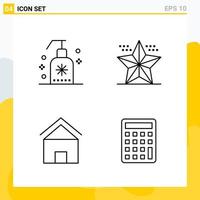 Collection of 4 Universal Line Icons. Icon Set for Web and Mobile. vector