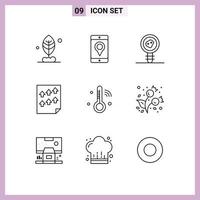 conjunto de 9 iconos de ui modernos símbolos signos para iot informe teorema de biología papel elementos de diseño vectorial editables altos vector