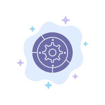 icono azul del proceso del motor de configuración de configuración de engranajes en el fondo abstracto de la nube vector