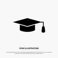 Academic Education Graduation hat solid Glyph Icon vector