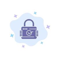 Lock Padlock Security Secure Blue Icon on Abstract Cloud Background vector