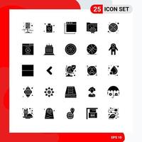 conjunto de 25 iconos modernos de la interfaz de usuario signos de símbolos para la configuración informática de preguntas frecuentes de la computadora del ventilador elementos de diseño vectorial editables vector