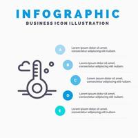 Temperature Thermometer Weather Spring Line icon with 5 steps presentation infographics Background vector