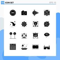 Modern Set of 16 Solid Glyphs Pictograph of arrow document basic computer ship Editable Vector Design Elements