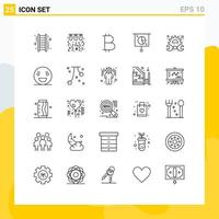 Set of 25 Modern UI Icons Symbols Signs for gear pie string marketing business Editable Vector Design Elements