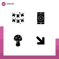 Pictogram Set of 4 Simple Solid Glyphs of celebration nature garlands mobile application spring Editable Vector Design Elements