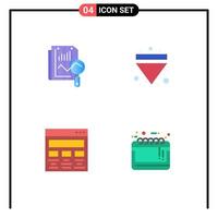 Group of 4 Flat Icons Signs and Symbols for file graphic computing multimedia paint Editable Vector Design Elements