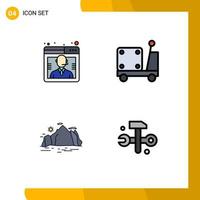 Modern Set of 4 Filledline Flat Colors Pictograph of business hill support pump mountain Editable Vector Design Elements