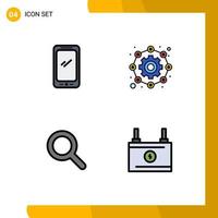 4 iconos creativos signos y símbolos modernos del teléfono configuración android ampliada ui elementos de diseño vectorial editables vector