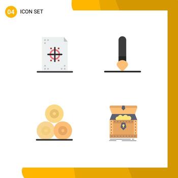 Group of 4 Modern Flat Icons Set for coding hays paper draw village Editable Vector Design Elements