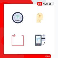 Pack of 4 Modern Flat Icons Signs and Symbols for Web Print Media such as code arrow development control repeat Editable Vector Design Elements