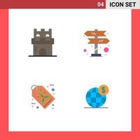 Modern Set of 4 Flat Icons and symbols such as beach eco sand road trip label Editable Vector Design Elements