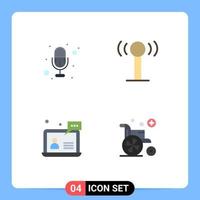 4 Universal Flat Icons Set for Web and Mobile Applications mic customer service support medical Editable Vector Design Elements