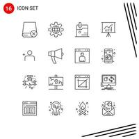 Group of 16 Outlines Signs and Symbols for sets discover people business presentation meeting Editable Vector Design Elements