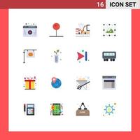 16 Thematic Vector Flat Colors and Editable Symbols of street sign car image process Editable Pack of Creative Vector Design Elements