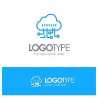 Data Manage Technology Blue outLine Logo with place for tagline vector